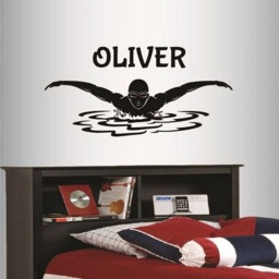 In-Style Decals Wall Vinyl Decal Decor Sticker Swimming Man Swimmer Swim Water Sports Custom Name Boy Kids Bedroom Removable Design 2321 - thumbnail 1