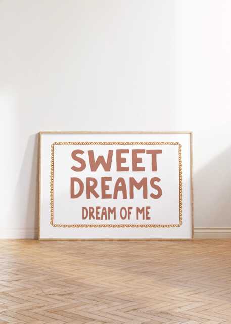 Sweet Dreams Art Print, Retro Bedroom Wall Decor - image 1