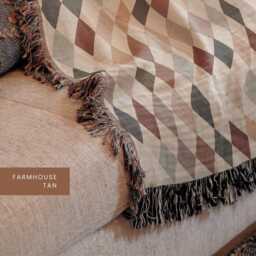 Diamond Pattern Woven Blanket Checkered Fringe Throw Boho Farmhouse Style Cotton Baby Rustic Southern Decor - thumbnail 2