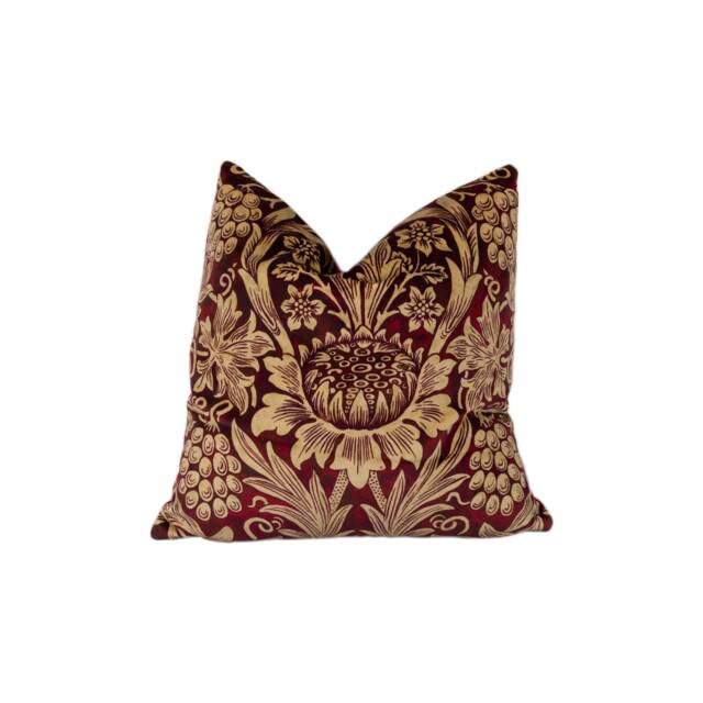 William Morris - Sunflower Velvet Kermes/Birch Cushion Cover Throw Pillow Designer Home Decor - image 1