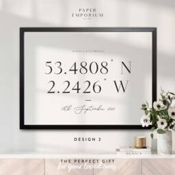 Wedding Location Print Valentines Gift Idea, City Prints, Custom Coordinates Print, Gift, Personalised For Couple #140 - thumbnail 3