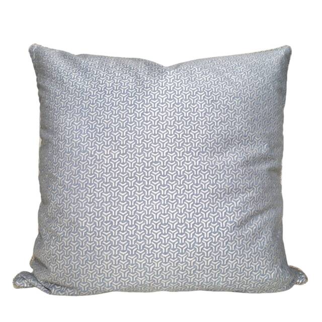 Fortuny Fabric Throw Pillow Cushion Cover Blue-Grey & Silver Bivio Pattern - Made in Italy - image 1
