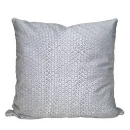 Fortuny Fabric Throw Pillow Cushion Cover Blue-Grey & Silver Bivio Pattern - Made in Italy - thumbnail 1