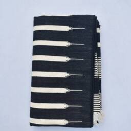 Multi Sizes Black & White Stripes Handmade Cotton Rug Dhurrie - Different - thumbnail 4