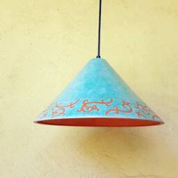 Handmade Turquoise Ceramic Pendant Light Ethnic Kitchen Island Lighting - thumbnail 2