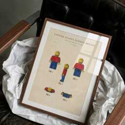Toy Figure Man Patent Print Hand-Painted Watercolor Wall Art - thumbnail 2