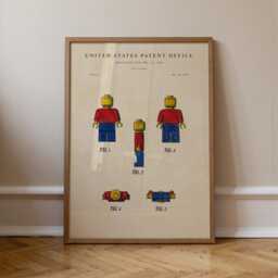 Toy Figure Man Patent Print Hand-Painted Watercolor Wall Art - thumbnail 1