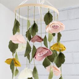 Baby Girl Mobile Nursery Decor Enchanting Wool Felt Anemone Floral Bloom Woodland Whimsical Crib Bohomian - thumbnail 2
