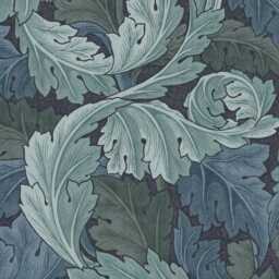 Burnt Orange Velvet Drum Lampshade, Double Sided Lampshade With Acanthus Blue Leaves Paper Interior, William Morris - thumbnail 3