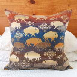 Land Of The Buffalo Wool Pillow Cover, Southwestern American West - Made To Order - thumbnail 2