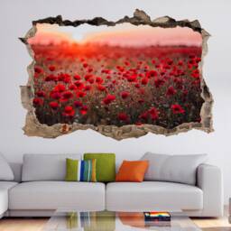 Red Poppies Sunset Wall Decal Sticker Mural Print Art Home Office Nursery Decor He9 - thumbnail 1