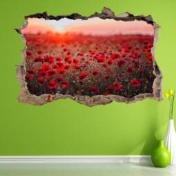 Red Poppies Sunset Wall Decal Sticker Mural Print Art Home Office Nursery Decor He9 - thumbnail 2