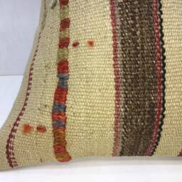 Vintage Turkish Kilim Pillow Cover, Handwoven Ethnic Cushion, 16x16 - thumbnail 3