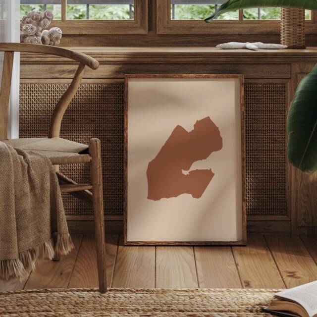 Djibouti Map Boho Wall Art Print Mid Century Travel Poster - image 1