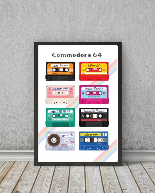 Retro Gaming Art Print - Wall Poster Zx Spectrum, Atari, C64 Commodore 64 Games Customisation Personalisation 80S 90S Gift For Him Her - image 1