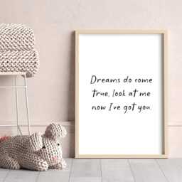 Dreams Do Come True Nursery Print - Cosy Print, Cute Wall Art For Above Cot, A3 A4 A5 Quote Custom Prints - thumbnail 3