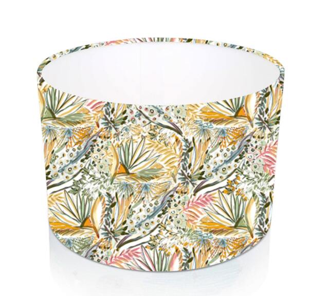 Fibre Naturelle Tropical Orchard Almond Cylinder/Drum Lampshades Pendant Shade Table, Colourful Handmade in Uk, Custom - image 1
