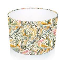 Fibre Naturelle Tropical Orchard Almond Cylinder/Drum Lampshades Pendant Shade Table, Colourful Handmade in Uk, Custom - thumbnail 1