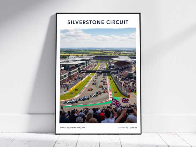 Silverstone Circuit Racing Poster - Photorealistic UK Motorsport Wall Art Print, Modern Home Decor Gift For Fans, British Travel - image 1