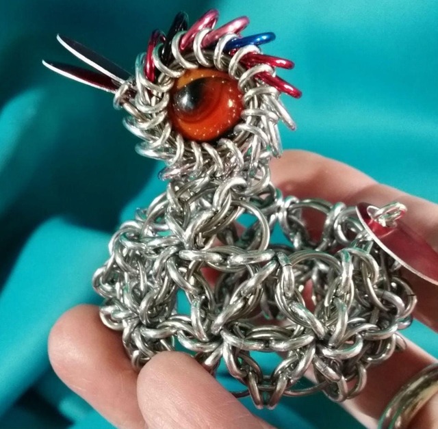 Two Face Duck Yeah Rubber Ducky - A Freestanding Chainmaille Sculpture Of Rubber Duck - image 1