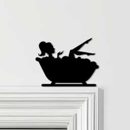 Door Topper Woman in Bathtub Bathroom Decor Various Colours Decorative Sign - Novelty Wall Decor, Frame Art, Art - thumbnail 1