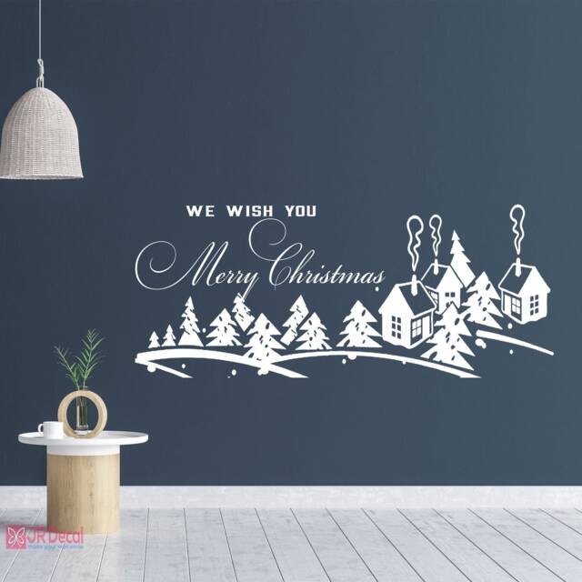 Christmas Winter Village Wall Decals, Snowflake Scenery, Vinyl Art - image 1