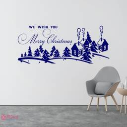 Christmas Winter Village Wall Decals, Snowflake Scenery, Vinyl Art - thumbnail 2