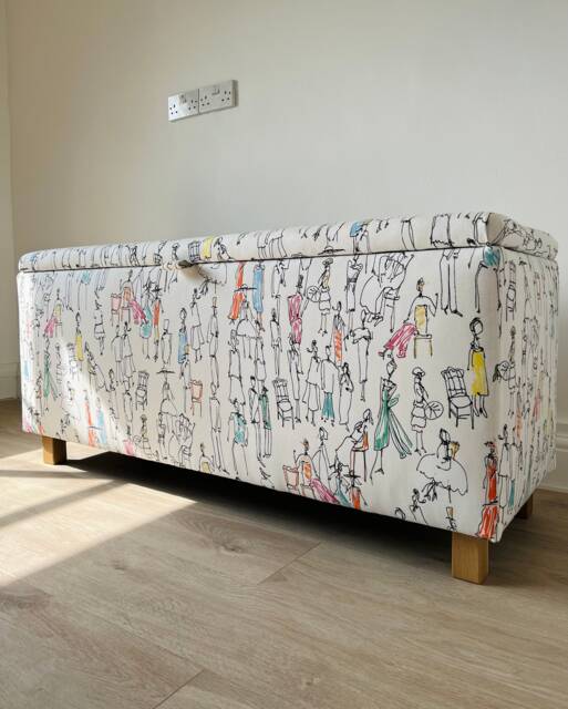 Ottoman in People Print Fabric - image 1