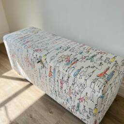 Ottoman in People Print Fabric - thumbnail 2