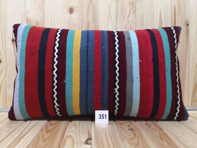 Kilim Lumbar Pillow 16x28 Inches Striped Design Turkish Anatolian Long Size Cover Decorative Home Decor Pillow Cushion - image 1