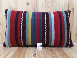 Kilim Lumbar Pillow 16x28 Inches Striped Design Turkish Anatolian Long Size Cover Decorative Home Decor Pillow Cushion - thumbnail 1