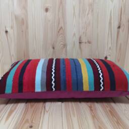Kilim Lumbar Pillow 16x28 Inches Striped Design Turkish Anatolian Long Size Cover Decorative Home Decor Pillow Cushion - thumbnail 3