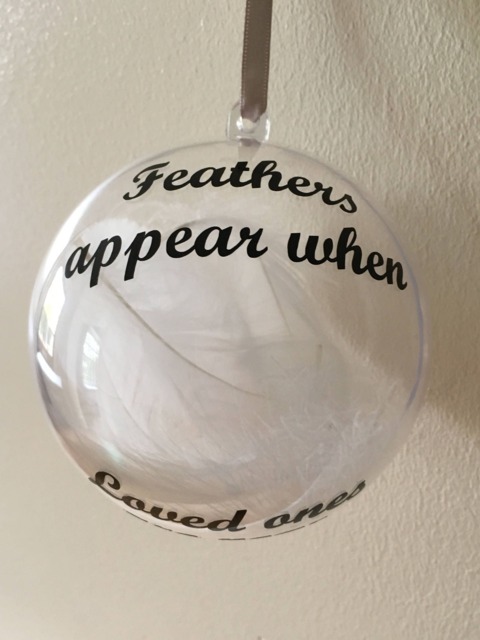Feathers Appear Memorial Christmas Bauble, Remembrance Ornament - image 1