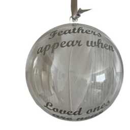 Feathers Appear Memorial Christmas Bauble, Remembrance Ornament - thumbnail 2