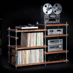 Asymmetric Record Player Stand With Vinyl Storage/Turntable Holder - thumbnail 2