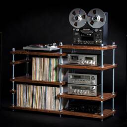 Asymmetric Record Player Stand With Vinyl Storage/Turntable Holder - thumbnail 3