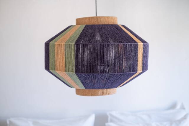 Japanese Paper String Pendant Light Handmade Art Deco Woven Lamp - image 1