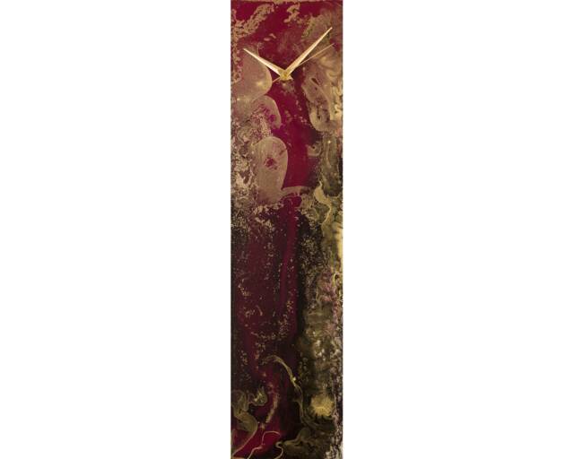 Red & Black Luxury Glass Wall Clock Modern Home Decor, Abstract Mantle Clocks For Desk Or With Lighting, Unusual Art - image 1