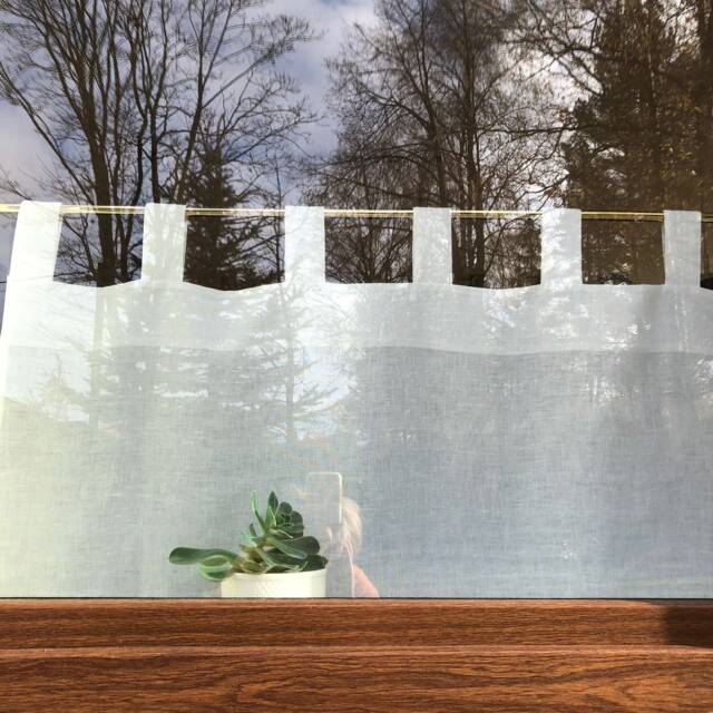 Linen Cafe Curtain, White Curtain Panel, Valance, Privacy Kitchen Valance Cupboard Custom - image 1