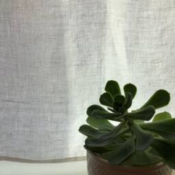 Linen Cafe Curtain, White Curtain Panel, Valance, Privacy Kitchen Valance Cupboard Custom - thumbnail 3