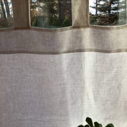 Linen Cafe Curtain, White Curtain Panel, Valance, Privacy Kitchen Valance Cupboard Custom - thumbnail 2