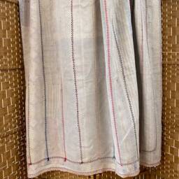 Sale Kantha Throw - Beige With Olive Green Floral Patterns. Reverse Stone Multicolour Details.- Unique/One Of A Kind/Vintage - thumbnail 3