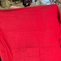 Handmade Yak Wool Blend Blanket Oversized Red Meditation Shawl - thumbnail 2