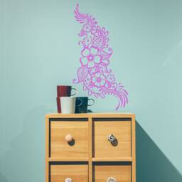 Henna Tattoo Wall Vinyl Sticker - Floral Flower Mandala Art Paisley Mehndi Indian Decal Decor Inspired Stencil Black Home Room Joga Mural - thumbnail 4