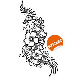 Henna Tattoo Wall Vinyl Sticker - Floral Flower Mandala Art Paisley Mehndi Indian Decal Decor Inspired Stencil Black Home Room Joga Mural - thumbnail 2