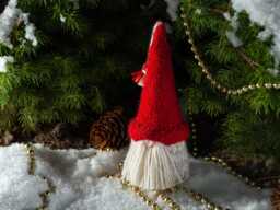 Knit Santa Gnome Decor Christmas Tree Topper, 7 Inch. Tiered Tray Scandinavian Gonk Decor