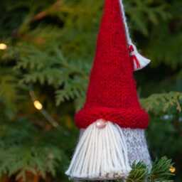 Knit Santa Gnome Decor Christmas Tree Topper, 7 Inch. Tiered Tray Scandinavian Gonk Decor - thumbnail 2