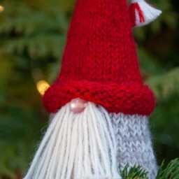 Knit Santa Gnome Decor Christmas Tree Topper, 7 Inch. Tiered Tray Scandinavian Gonk Decor - thumbnail 3