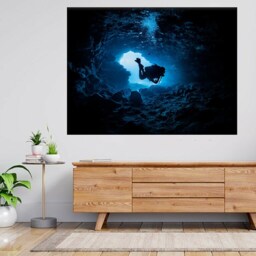 Scuba Diving Diver Under Sea Cave Water 3D View Wall Sticker Poster Decal A427 - thumbnail 2