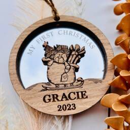 Personalised Baby First Christmas Tree Decoration, Xmas Gift 2025, 1st Bauble, New Boy, Girl Ornament, Born in 2025 - thumbnail 2